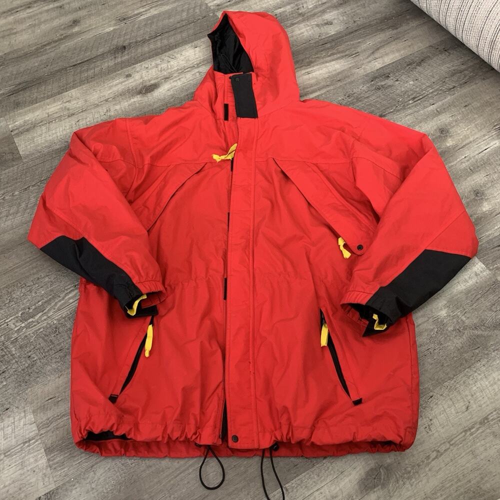 Vintage Marlboro Adventure Team Jacket Mens XL Red Hooded Zip Parka Outdoors 90s
